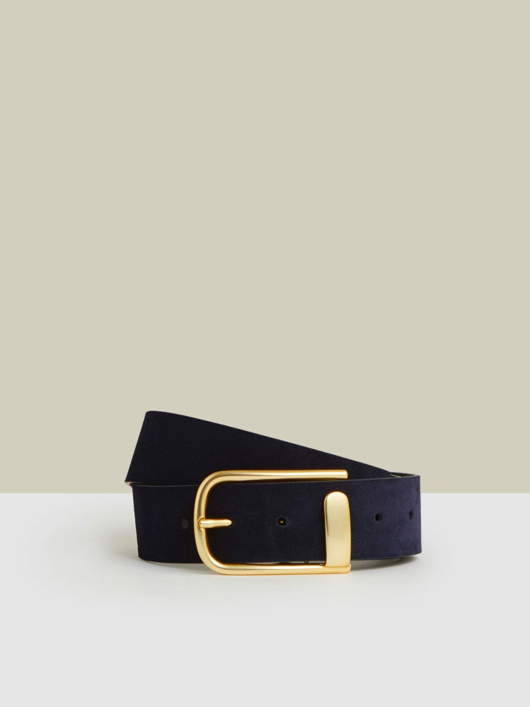 Leather Half Keeper Belt in Navy | Reiss Women Popular