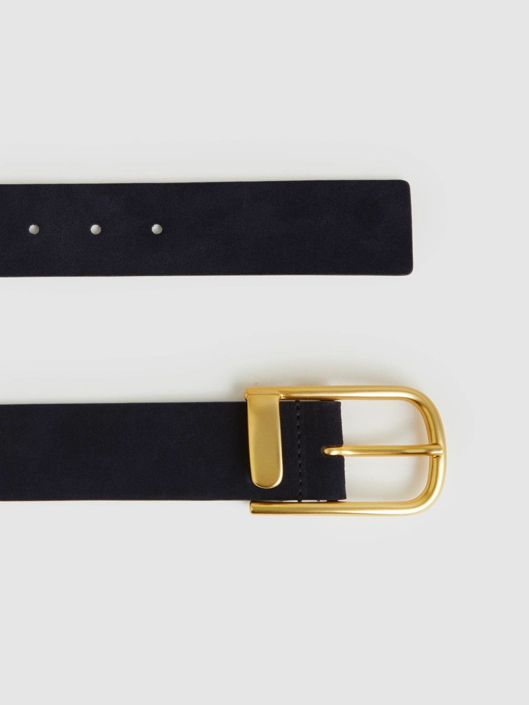 Leather Half Keeper Belt in Navy | Reiss Women Popular