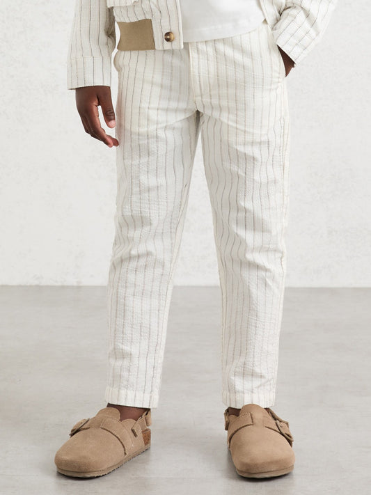 9-13 yrs Cotton Pinstripe Trousers Regular-Fit in Off White/Taupe Brown | Reiss Children & Baby New
