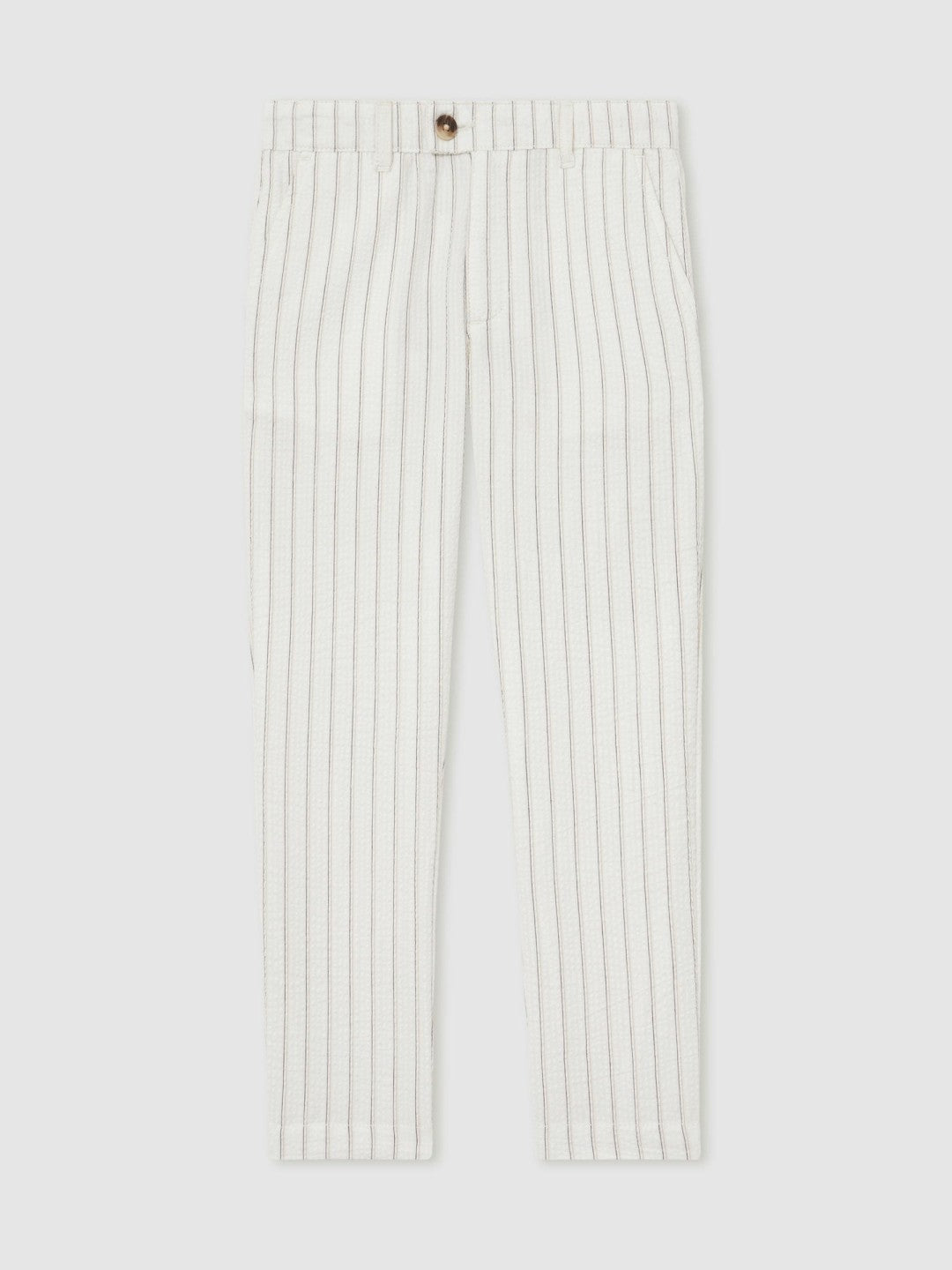 9-13 yrs Cotton Pinstripe Trousers Regular-Fit in Off White/Taupe Brown | Reiss Children & Baby New