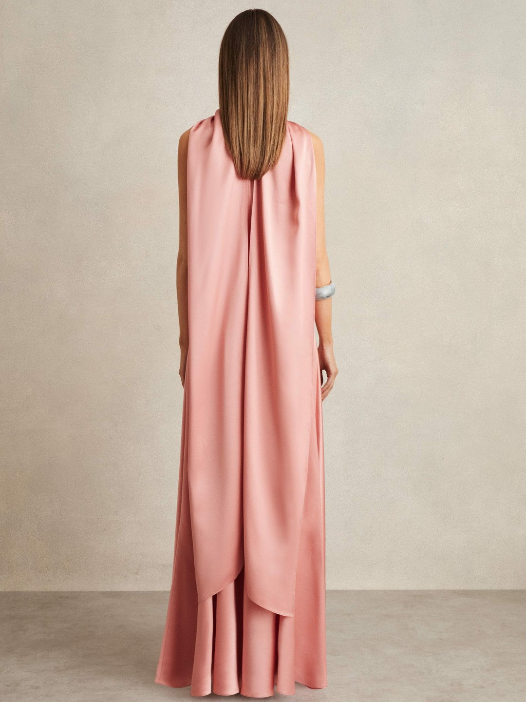 Satin Cape Maxi Dress in Pink | Reiss Women New