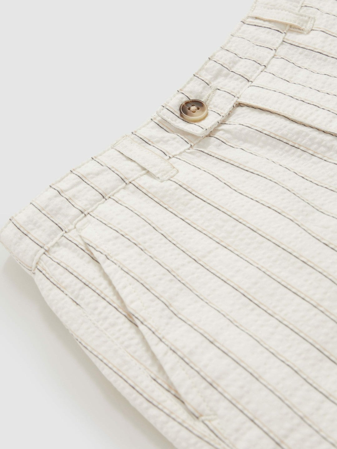 3-9 yrs Cotton Pinstripe Trousers Regular-Fit in Off White/Taupe Brown | Reiss Children & Baby Exclusive