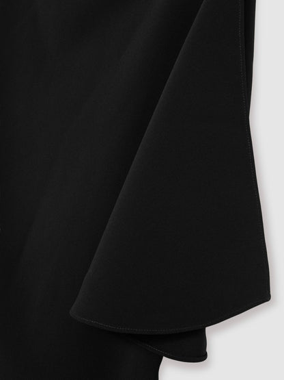 Draped-Front High-Neck Midi Dress in Black | Reiss Women Premium
