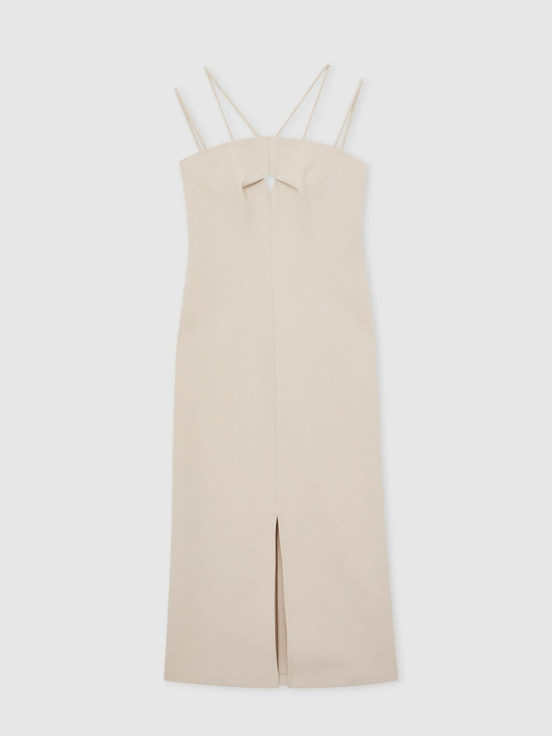 Double Strap Cut Out Midi Dress in Stone Neutral | Reiss Women Featured