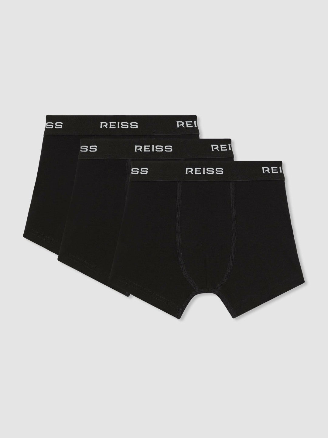 9-13 yrs Stretch-Cotton Logo-Waistband Boxer Shorts 3 Pack in Black | Reiss Children & Baby New