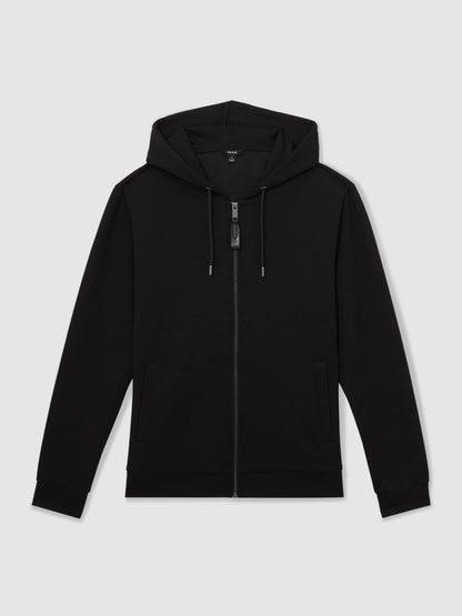 Interlock Zip-Through Hoodie in Black | Reiss Men New