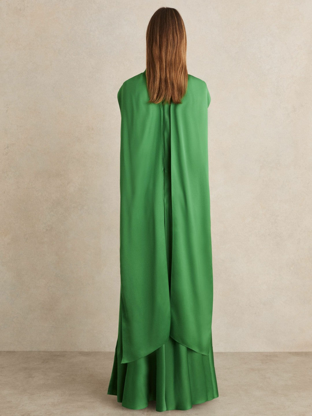 Satin Cape Maxi Dress in Green | Reiss Women Popular
