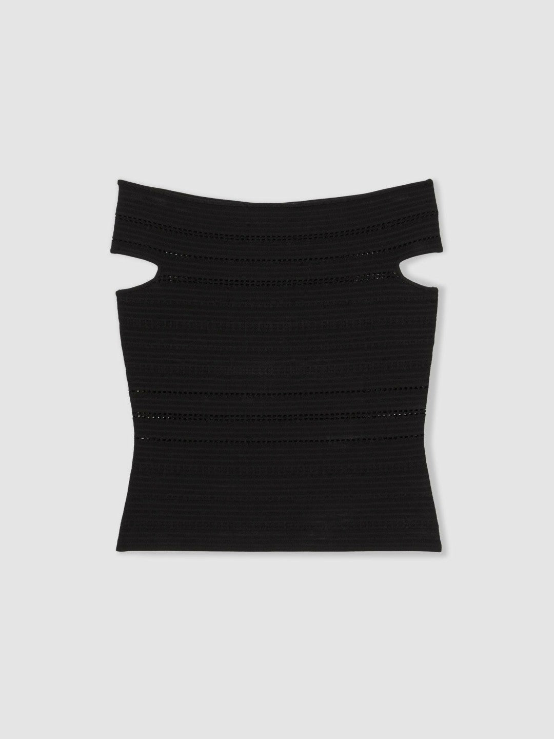 Bardot Open Knit Top in Black | Reiss Women Featured