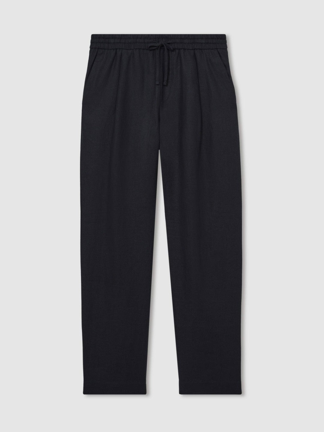 Linen Drawstring Relaxed-Fit Trousers in Navy | Reiss Men Popular