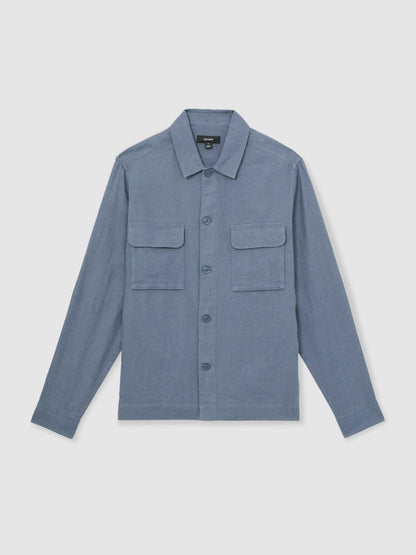Linen Twin-Pocket Overshirt in Airforce Blue | Reiss Men Recommended