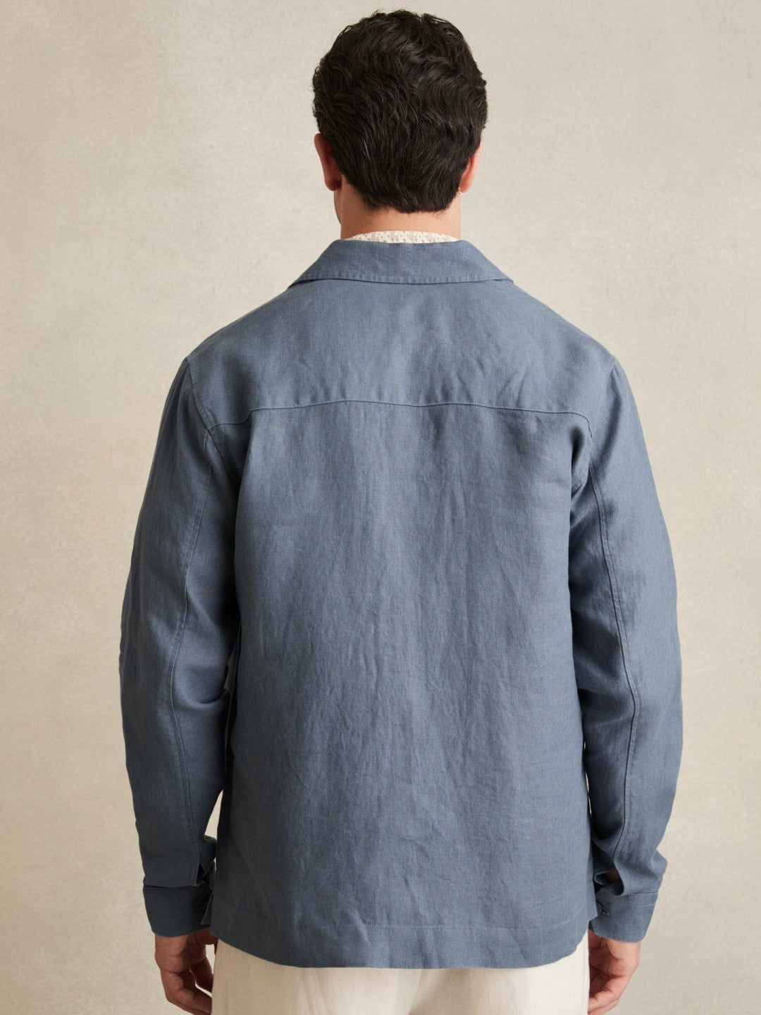 Linen Twin-Pocket Overshirt in Airforce Blue | Reiss Men Recommended