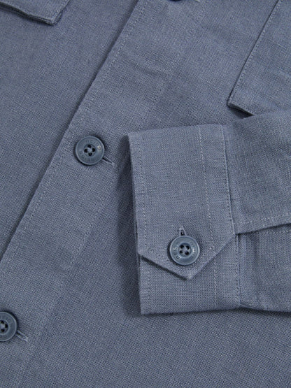 Linen Twin-Pocket Overshirt in Airforce Blue | Reiss Men Recommended