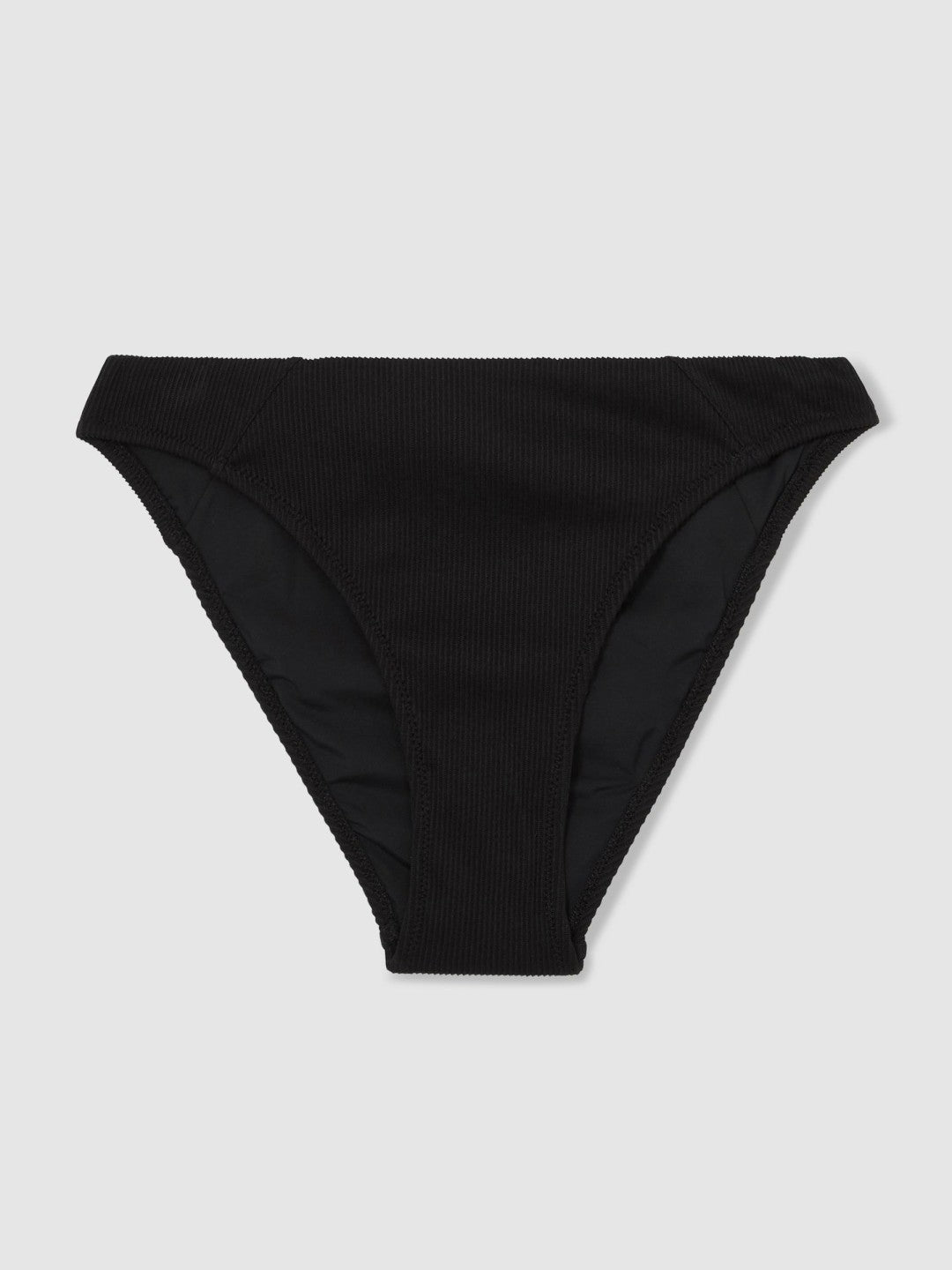 Ribbed Bikini Bottoms in Black | Reiss Women Premium
