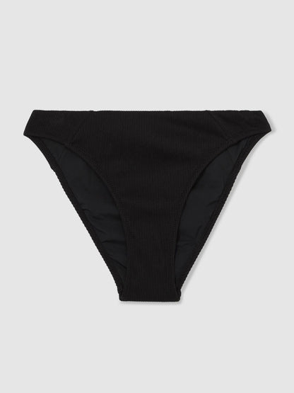 Ribbed Bikini Bottoms in Black | Reiss Women Premium
