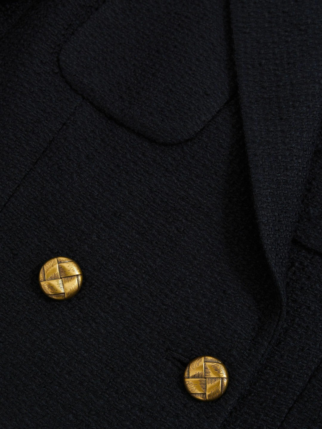 Double-Breasted Textured Cropped Blazer with Wool and Cotton in Navy | Reiss Women Best Seller