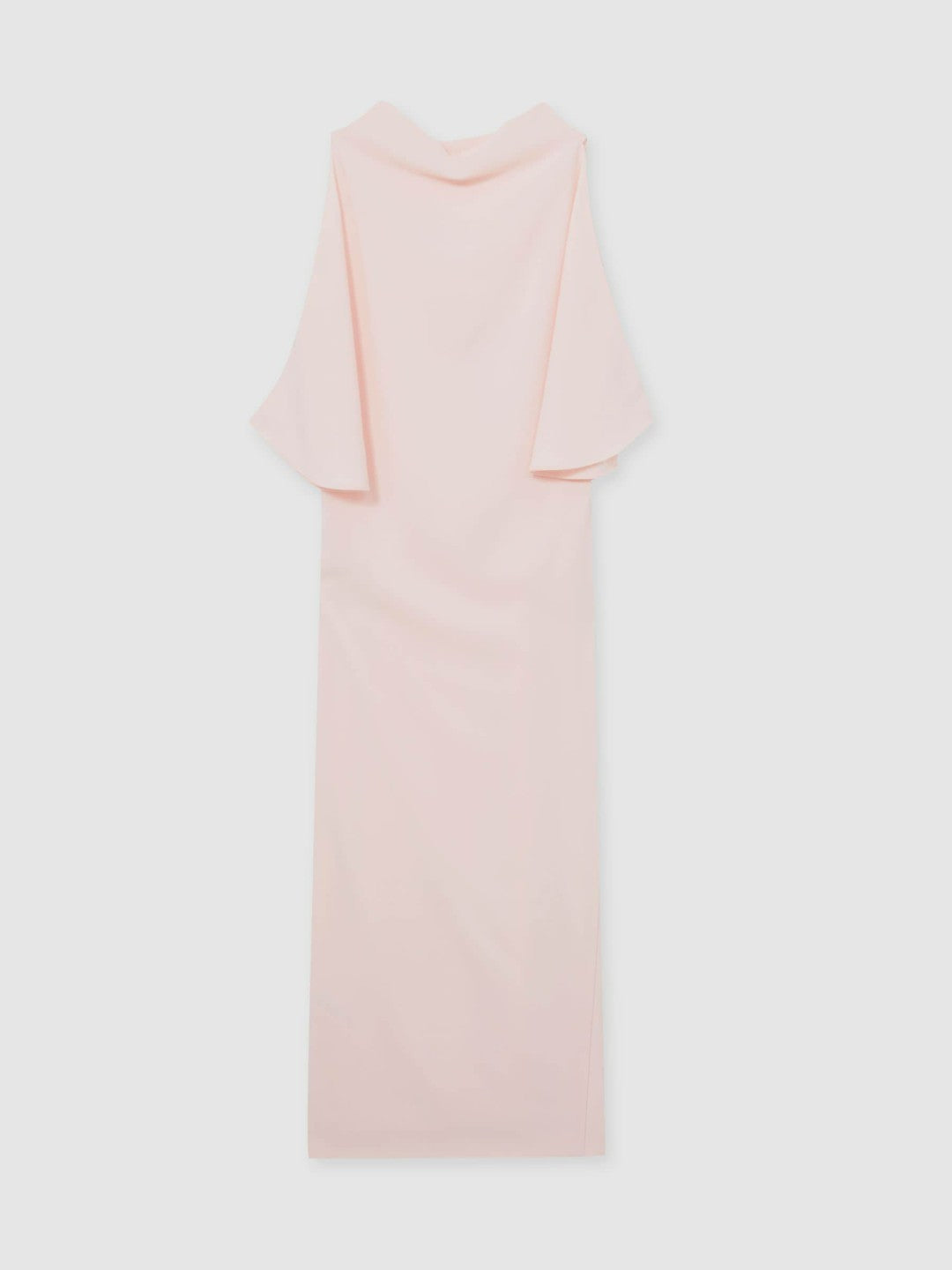 Draped-Front High-Neck Midi Dress in Pale Pink | Reiss Women Popular