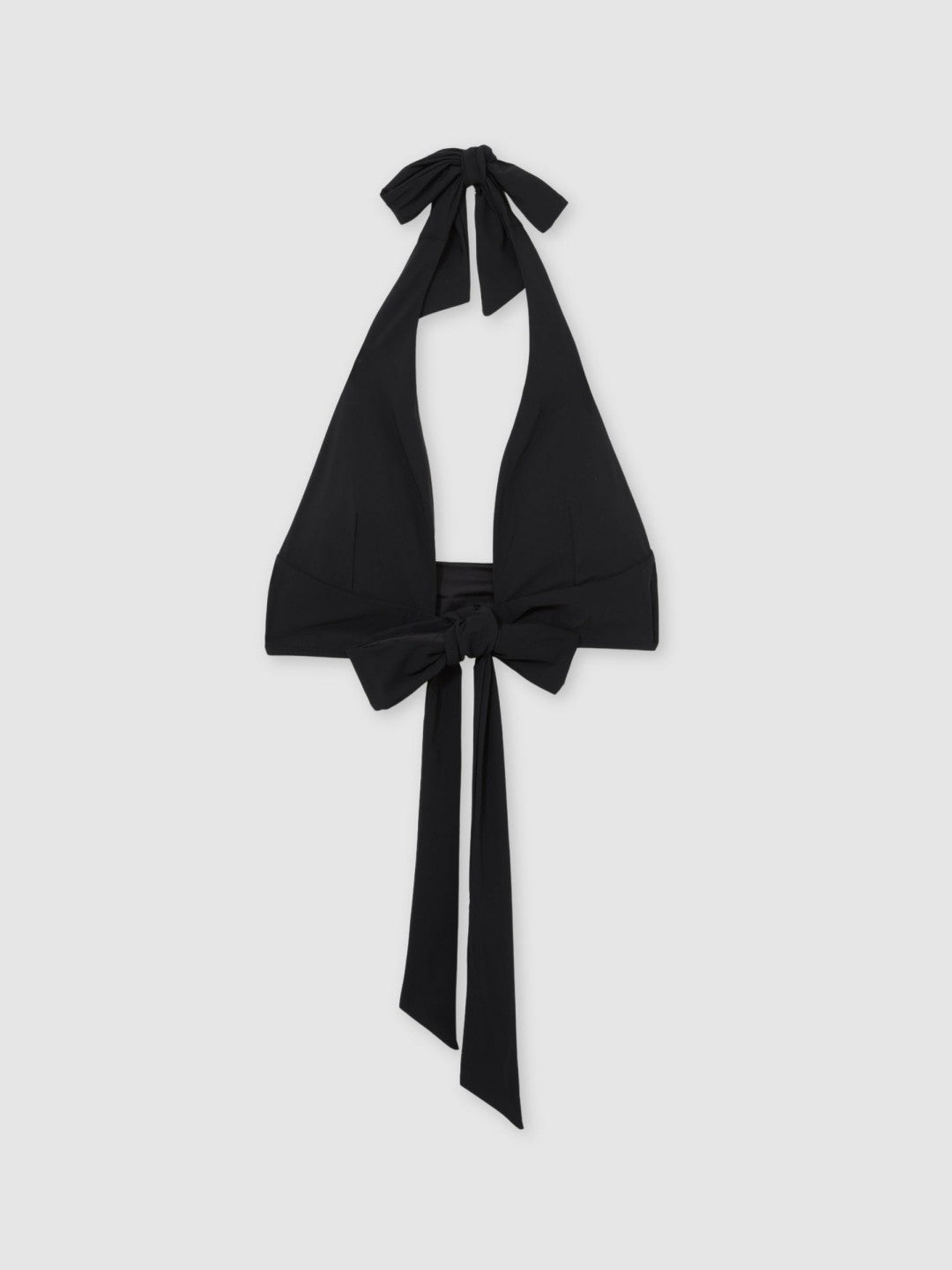 Plunge Tie Halterneck Bikini Top in Black | Reiss Women Popular