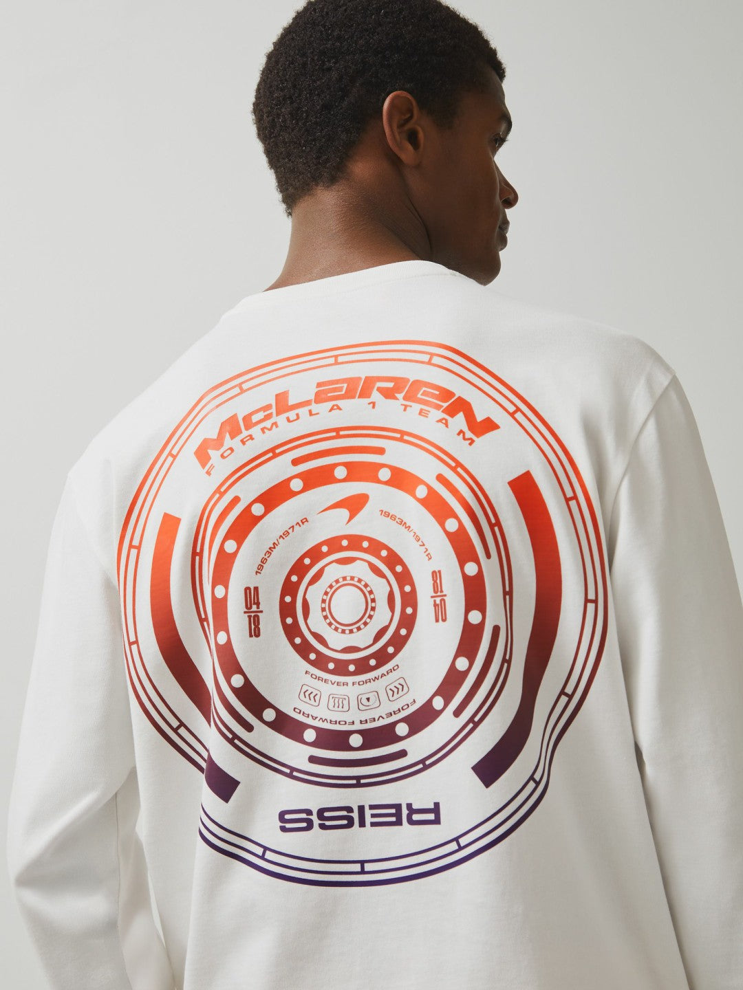 Unisex Fit McLaren F1 Team Tyre-Print T-Shirt in White | Reiss Men Exclusive