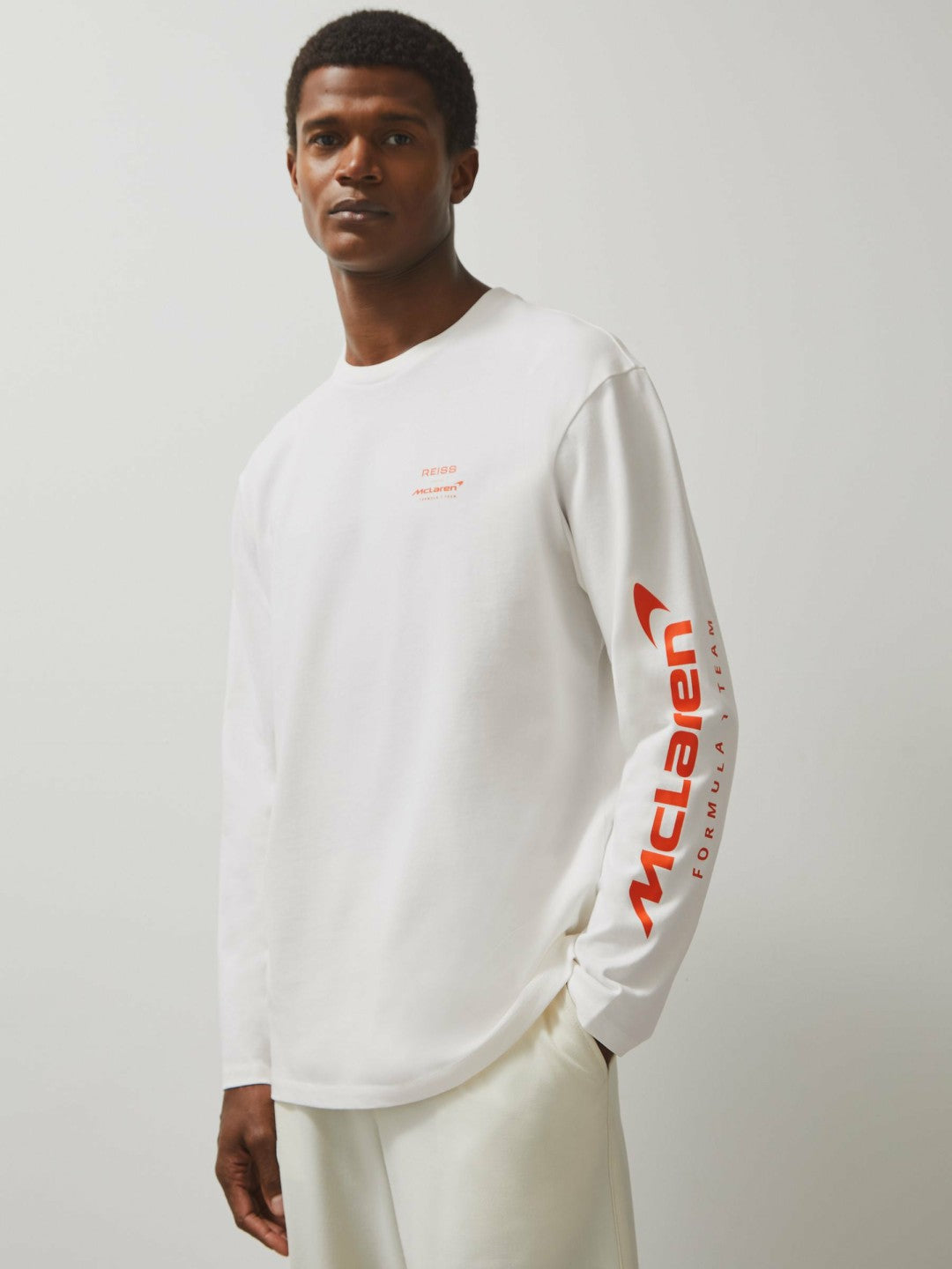 Unisex Fit McLaren F1 Team Tyre-Print T-Shirt in White | Reiss Men Exclusive