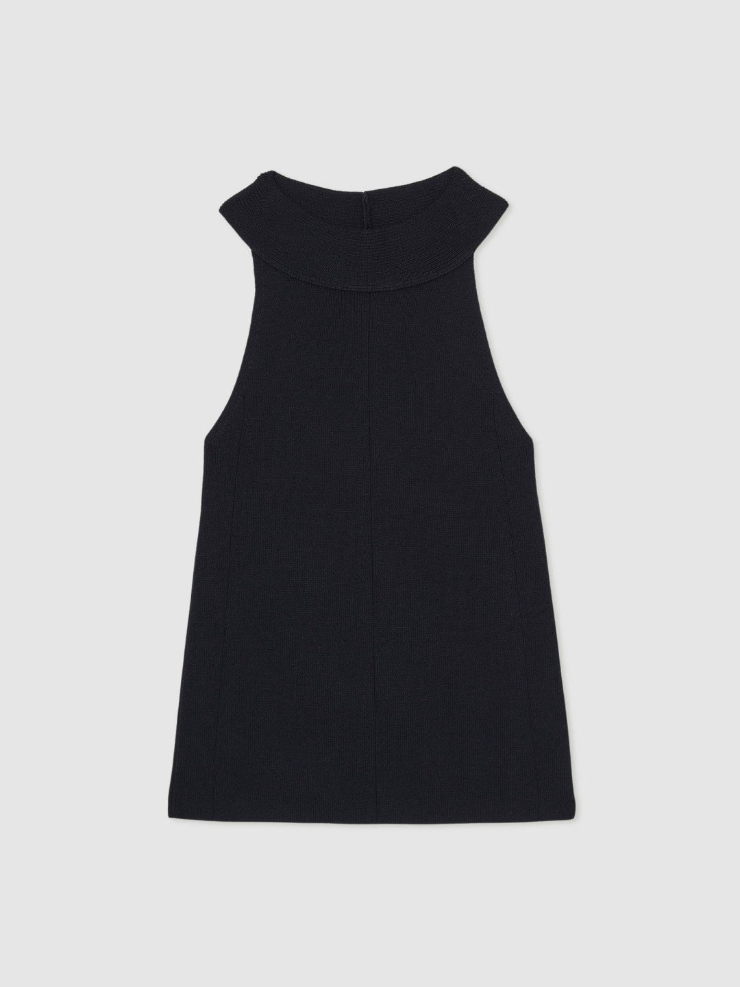 Rib Knit High Neck Vest in Navy | Reiss Women Exclusive