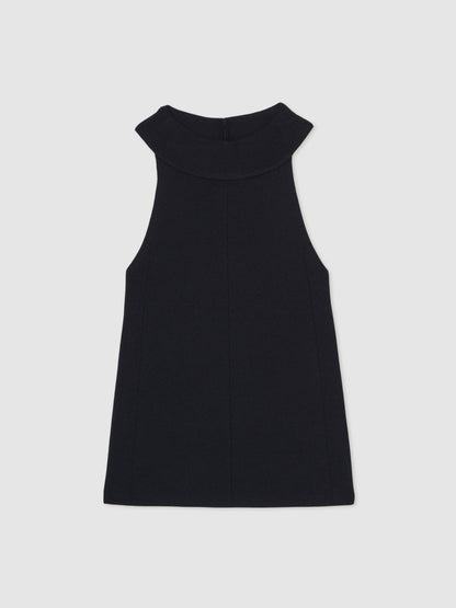 Rib Knit High Neck Vest in Navy | Reiss Women Exclusive