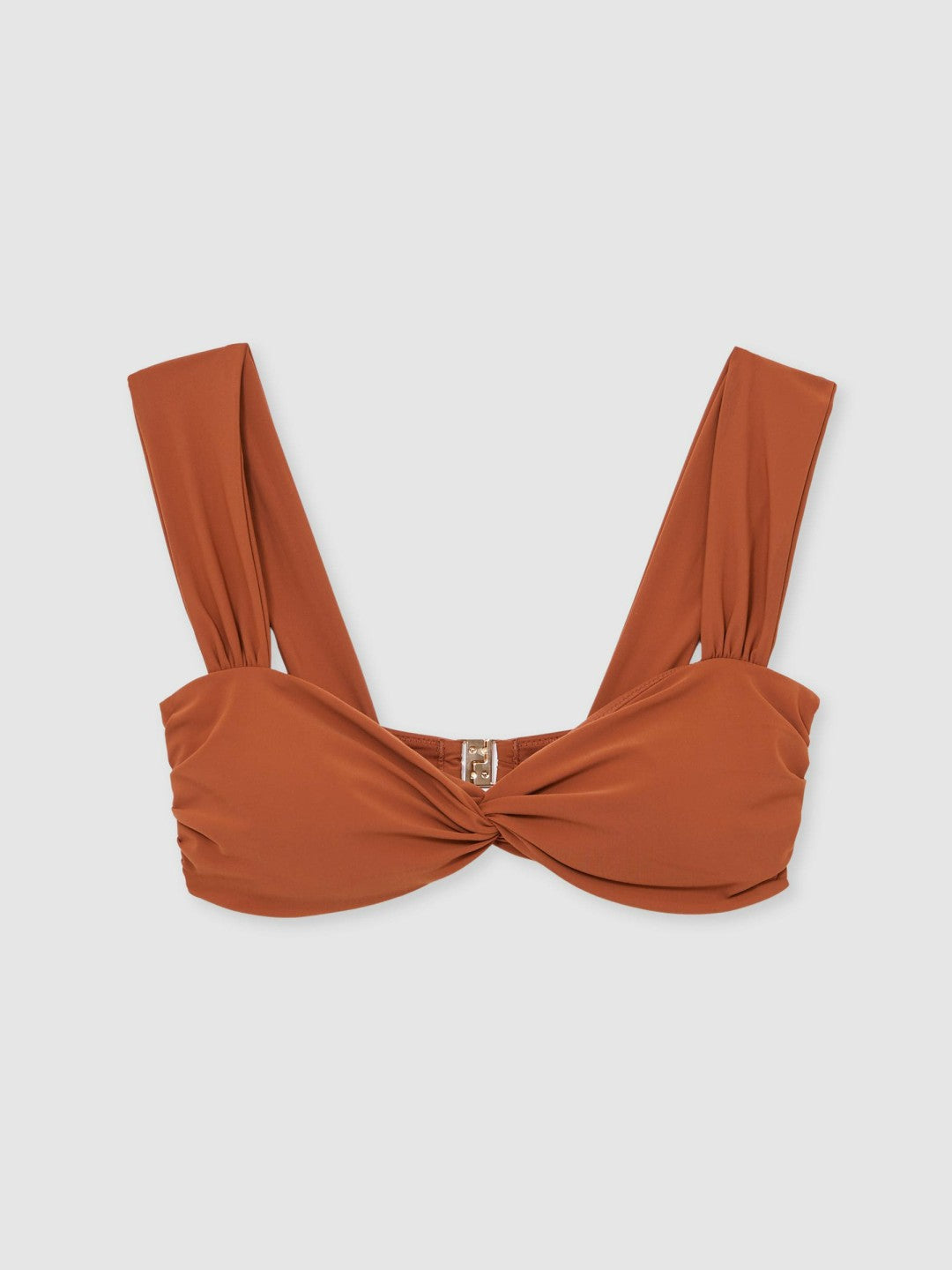 Twist Front Bikini Top in Brown | Reiss Women New