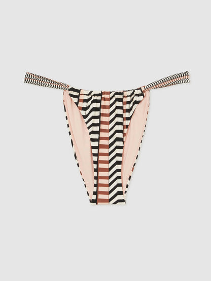 Chevron Stripe Bikini Bottoms in Black/Brown | Reiss Women Signature