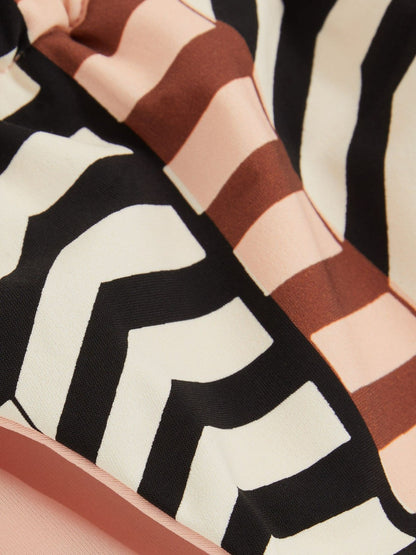 Chevron Stripe Bikini Bottoms in Black/Brown | Reiss Women Signature