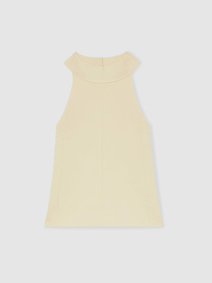 Rib Knit High Neck Vest in Ivory | Reiss Women Recommended