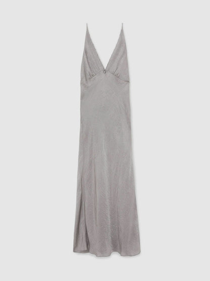 Crushed Satin Tie Back Slip Dress in Grey | Reiss Women Popular