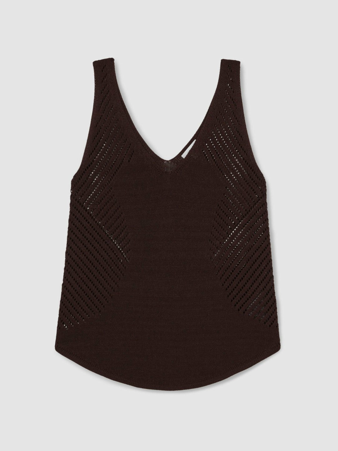 Cotton Blend Open Knit Vest in Chocolate Brown | Reiss Women Popular