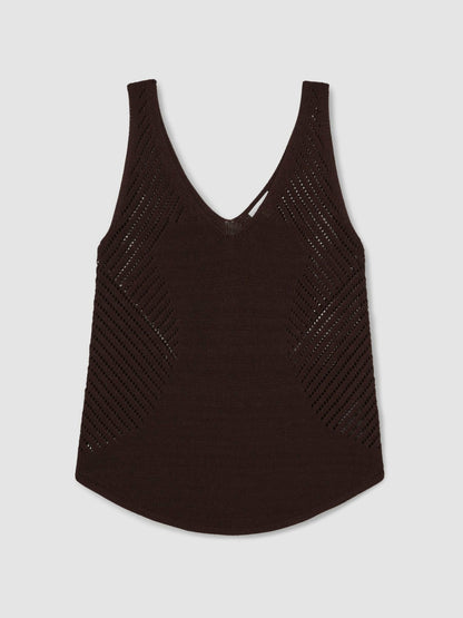 Cotton Blend Open Knit Vest in Chocolate Brown | Reiss Women Popular