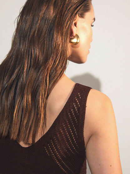 Cotton Blend Open Knit Vest in Chocolate Brown | Reiss Women Popular