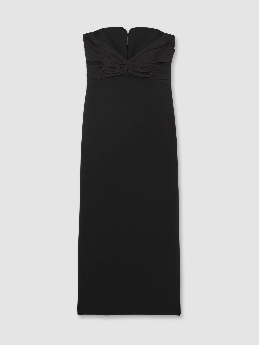 Halston Strapless Crepe Midi Dress in Black | Reiss Women Best Seller
