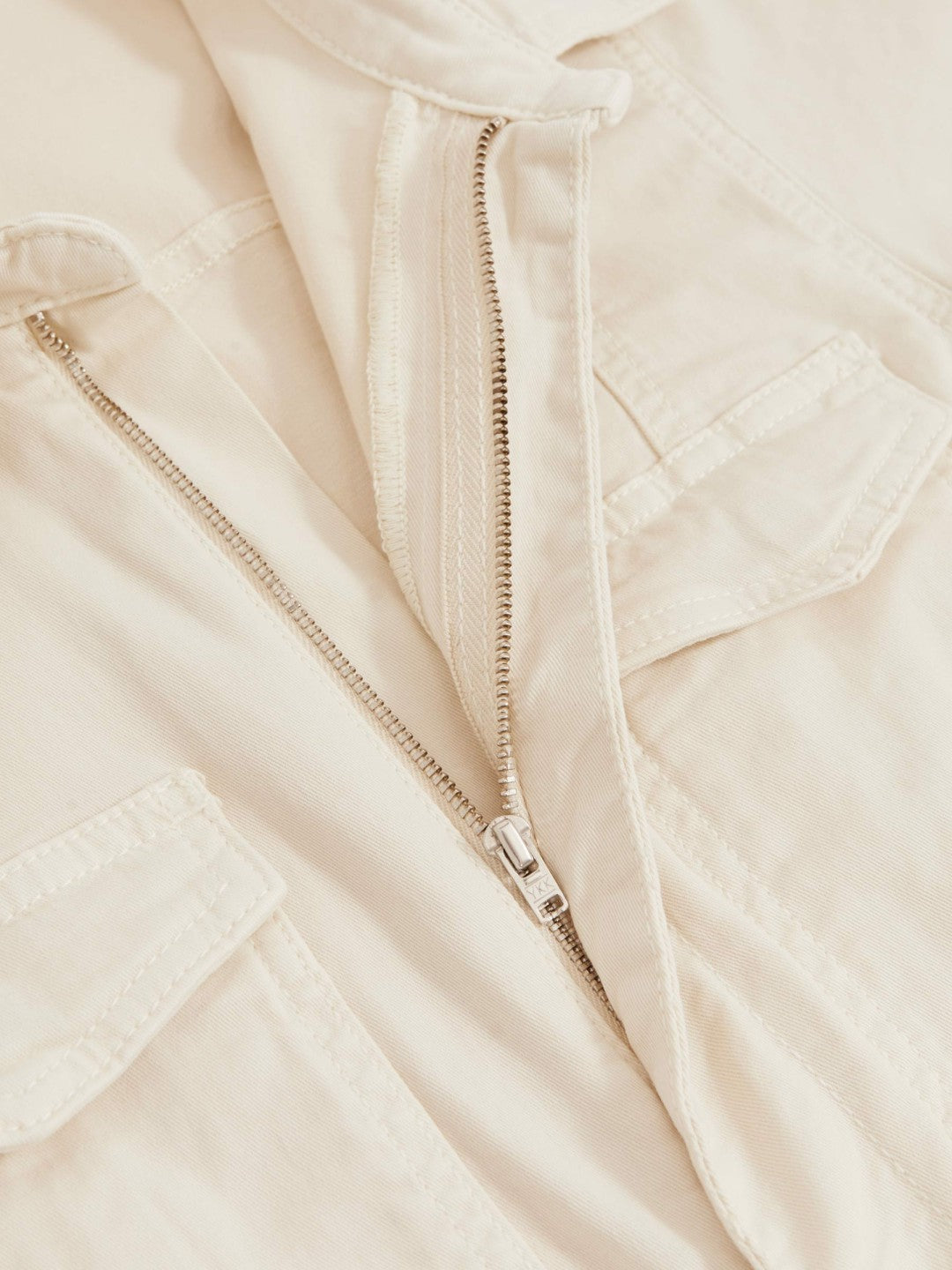 Good American Cotton Twill Jumpsuit with Stretch in Ecru | Reiss Women Premium