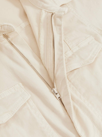 Good American Cotton Twill Jumpsuit with Stretch in Ecru | Reiss Women Premium