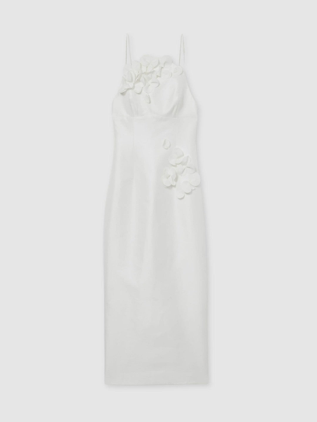 Acler Ivory Petal Detail Fitted Midi Dress in Ivory | Reiss Women Best Seller
