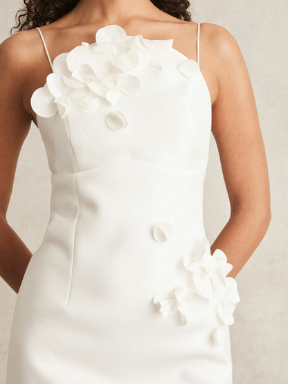 Acler Ivory Petal Detail Fitted Midi Dress in Ivory | Reiss Women Best Seller