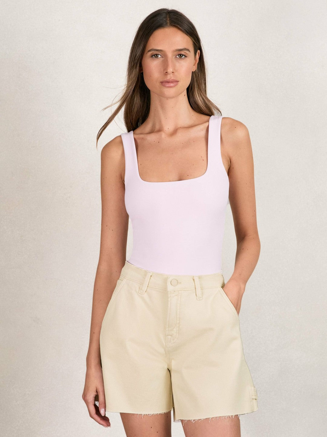 90S Long Shorts in Ecru | Reiss Women New