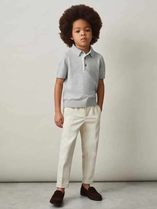 3-9 yrs Contrast Placket Polo Shirt With Cotton in Washed Sage | Reiss Children & Baby Popular