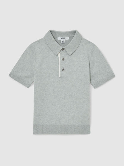 3-9 yrs Contrast Placket Polo Shirt With Cotton in Washed Sage | Reiss Children & Baby Popular