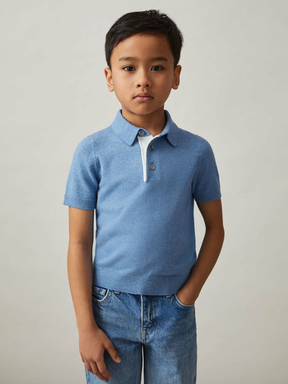 9-13 yrs Contrast Placket Polo Shirt With Cotton in Blue | Reiss Children & Baby Best Seller
