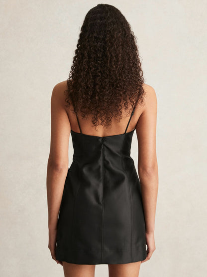 Acler Petal Detail Fitted Mini Black Dress in Black | Reiss Women Popular