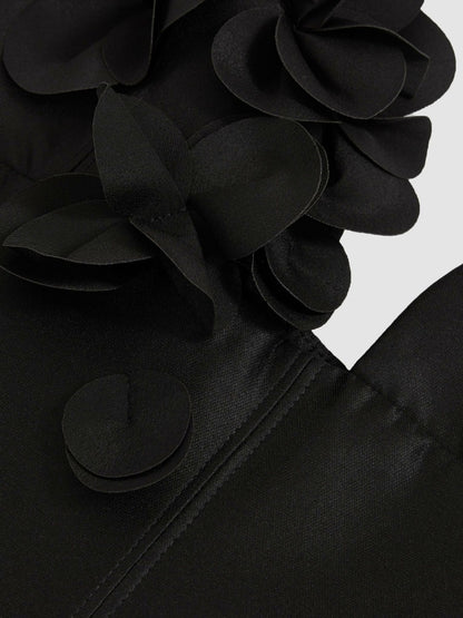 Acler Petal Detail Fitted Mini Black Dress in Black | Reiss Women Popular