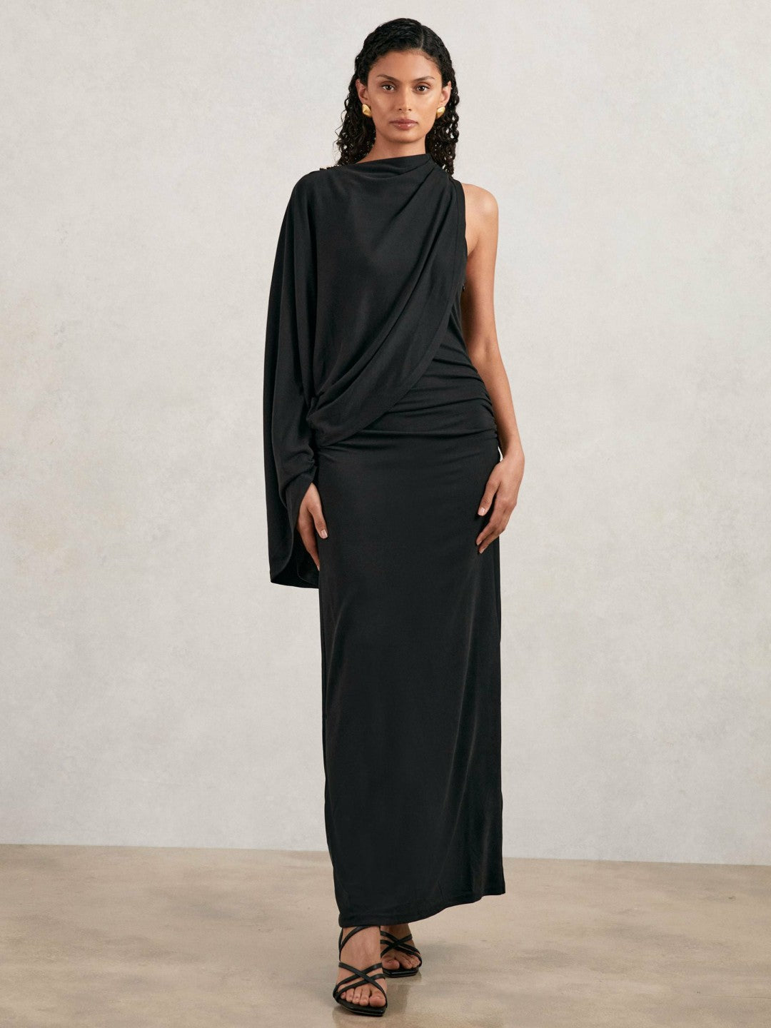 Acler Jersey Draped Midi Dress in Black | Reiss Women Popular