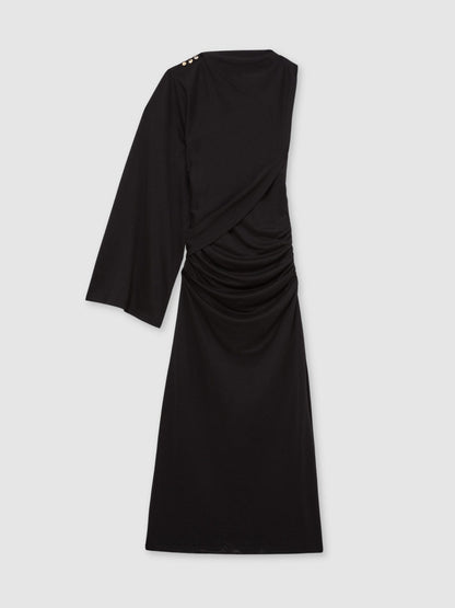 Acler Jersey Draped Midi Dress in Black | Reiss Women Popular
