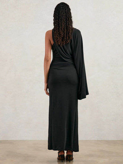 Acler Jersey Draped Midi Dress in Black | Reiss Women Popular