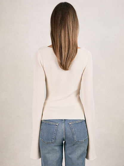 100% Cotton Jumper in Ecru | Reiss Women Signature