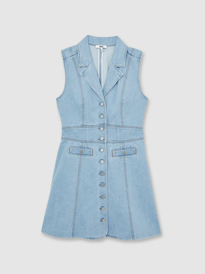 Paige Denim Button-Through Mini Dress in Jocelyn Blue | Reiss Women Featured