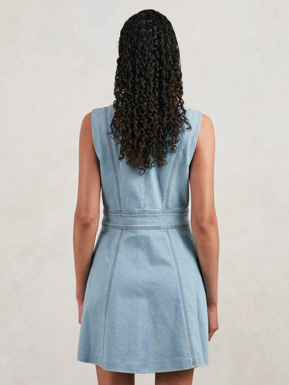 Paige Denim Button-Through Mini Dress in Jocelyn Blue | Reiss Women Featured